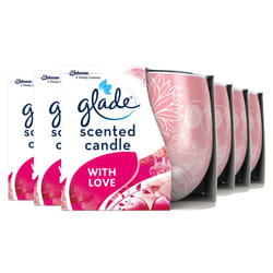 Glade Jar Candle, Scented Candle Infused with Essential Oils, Up to 29 Hour Burn Time, I Love You, Pack of 6 (6 x 120g)