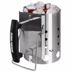 George Foreman Quick-Fire Compact Chimney BBQ Starter, 14cm Diameter, Portable Barbecue, Coal Burner, Lightweight and Durable ...