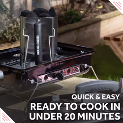 George Foreman Quick-Fire Compact Chimney BBQ Starter, 14cm Diameter, Portable Barbecue, Coal Burner, Lightweight and Durable in Stainless Steel with