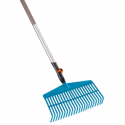 Gardena combisystem Lawn Rake: Convenient tined rake for cleaning up dead leaves and grass clippings, with robust plastic tines, working width 43 cm