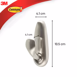 Command Large Forever Classic Brushed Nickel Metal Hook, Indoor use - 1 Hook and 2 Adhesive Strips - Organise Damage Free