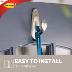 Command Large Forever Classic Brushed Nickel Metal Hook, Indoor use - 1 Hook and 2 Adhesive Strips - Organise Damage Free