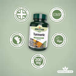 Natures Aid Turmeric 8200mg ? High Strength Curcumin 200mg ? Dried Root Whole Herb Extract ? Supports Joint & Immune Health ? Vegan, Non-GMO,