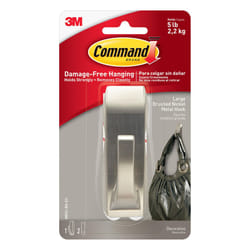 Command Large Modern Reflections Brushed Nickel Metal Hook, Indoor use - 1 Hook and 2 Adhesive Strips - Hang Jackets, Purses, Handbags, Backpacks,