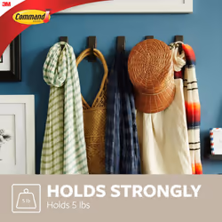 Command Large Modern Reflections Brushed Nickel Metal Hook, Indoor use - 1 Hook and 2 Adhesive Strips - Hang Jackets, Purses, Handbags, Backpacks,