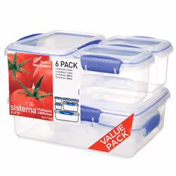 Sistema KLIP IT Food Storage Containers , 2 L, 1 L, 400 ml, 200 ml , Airtight & Stackable Meal Prep Containers with Lids, Sch ...