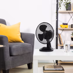 Zanussi 9" Inch, Portable Desk Fan, 2 Speed Settings, Wide-Angled Oscillation, Quiet Operation, Perfect for Bedroom or Office, Black - ZNPDF0921B