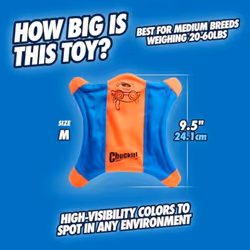 Chuckit! Flying Squirrel Dog Toy Floating Disc Frisbee Lightweight Interactive Tossing Fetch Toy For Dogs, Medium