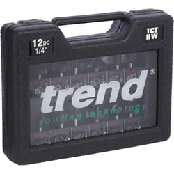 Trend 12 Piece Router Cutter Starter Set, 1/4 Inch Shank, Tungsten Carbide Tipped, Storage Case Included, SET/SS8X1/4TC, packaging may vary