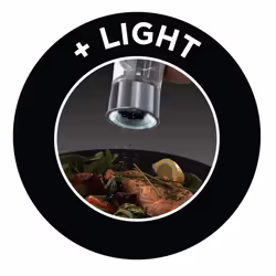 Russell Hobbs Stainless Steel Electric Salt & Pepper Mill Set with adjustable ceramic grinder heads for fine or coarse grinding, Battery operated,