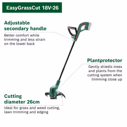 Bosch Cordless Grass Trimmer EasyGrassCut 18V-26 (Without Battery, 18 Volt System, Cutting Diameter: 26 cm, in Carton Packaging)