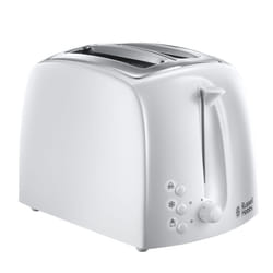 Russell Hobbs Textures 2 Slice Toaster, Extra Wide Slots, 6 Browning Levels, Removable Crumb Tray, 850W, 21640, White