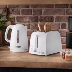 Russell Hobbs Textures 2 Slice Toaster, Extra Wide Slots, 6 Browning Levels, Removable Crumb Tray, 850W, 21640, White