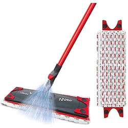 Vileda 1-2 Spray Mop, Microfibre Flat Floor Spray Mop with Extra Head Replacement, Set of 1x Mop and 1x Refill