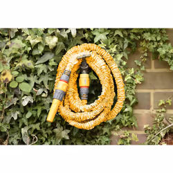 HOZELOCK - Superhoze Expanding Hose 15 m : Flexible Hose, Stretches up to 3x Original Length | With 2 Aquastop Fittings for a Watertight Connection: