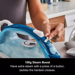 Morphy Richards Crystal Clear Steam Iron, Ceramic Non-stick Soleplate, 100g Steam Shot, 30g Steam Output, Anti-scale, 350ml Water Tank, Self Clean,