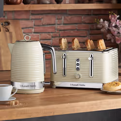Russell Hobbs Inspire Electric 1.7L Cordless Kettle (Fast Boil 3KW, Cream premium textured plastic, high gloss finish, Removable washable anti-scale