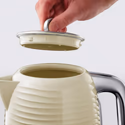 Russell Hobbs Inspire Electric 1.7L Cordless Kettle (Fast Boil 3KW, Cream premium textured plastic, high gloss finish, Removable washable anti-scale
