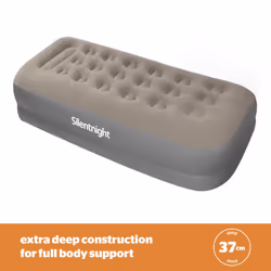 Silentnight Air Bed Single with Built in Pump - High Rise Flocked Non Slip Electric Airbed Comfortable Full Body Support Air Mattress for Guests,