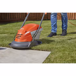 Flymo Hover Vac 250 Electric Hover Collect Lawn Mower - 1400W, 25cm Cutting Width, 15L Grass Box, Ambidextrous Handles, Folds Flat, Orange and Grey