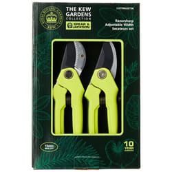Spear & Jackson CUTTINGSET3K Kew Gardens Collection Adjustable Width Bypass & Anvil Secateur Set, Green