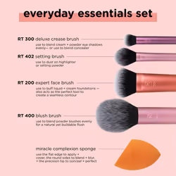 Real Techniques Everyday Essentials + Makeup Sponge Kit, Makeup Brushes and Makeup Blender Sponge, For Foundation, Blush, Bronzer, Eyeshadow, and