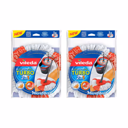 Vileda Turbo 2in1 Spin Mop Refill, Pack of 2 Turbo 2in1 Mop Head Replacements, Fits all Vileda Turbo Mops, Authentic Vileda M ...