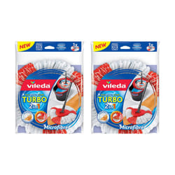 Vileda Turbo 2in1 Spin Mop Refill, Pack of 2 Turbo 2in1 Mop Head Replacements, Fits all Vileda Turbo Mops, Authentic Vileda Mop Head, Red, 16.5 x 30 x