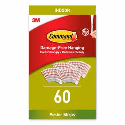 Command Poster Adhesive Strips, Value Pack, 60 Adhesive Strips, White - Ideal for Hanging Posters, Schedules, Calendars or Pi ...
