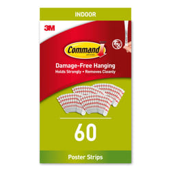 Command Poster Adhesive Strips, Value Pack, 60 Adhesive Strips, White - Ideal for Hanging Posters, Schedules, Calendars or Pictures without Frames -