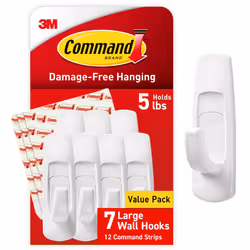 Command Large Utility Hooks, Damage Free Hanging Wall Hooks with Adhesive Strips, No Tools Wall Hooks for Hanging Christmas D ...