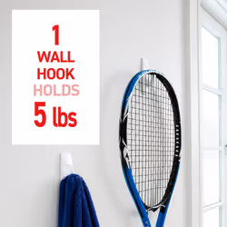Command Large Utility Hooks, Damage Free Hanging Wall Hooks with Adhesive Strips, No Tools Wall Hooks for Hanging Christmas Decorations, 7 White Hooks