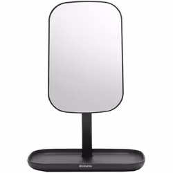 Brabantia ReNew 360? Adjustable Vanity Bathroom Mirror with Stand & Storage Tray (Dark Grey) Non-Slip Tray for Makeup, Jewell ...