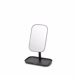 Brabantia ReNew 360? Adjustable Vanity Bathroom Mirror with Stand & Storage Tray (Dark Grey) Non-Slip Tray for Makeup, Jewellery, Shaving Accessories