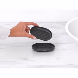 Brabantia - Mindset Soap Dish - Non-Slip Base - Ribs Keep the Soap High & Dry - Removable Inner Tray - Corrosion Resistant Metal - Bathroom Accessory
