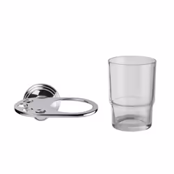 Croydex Westminster Chrome & Glass Toothbrush and Tumbler Holder