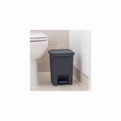 Addis 518144 Rattan Effect Square Bathroom Pedal Waste Trash Bin, 6 Litre, Charcoal Pedal Bin