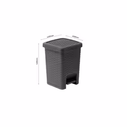 Addis 518144 Rattan Effect Square Bathroom Pedal Waste Trash Bin, 6 Litre, Charcoal Pedal Bin