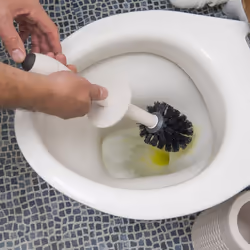 Addis 517484 Faux Rattan Round Toilet Brush Set with Internal Detergent Injection System, Charcoal Grey