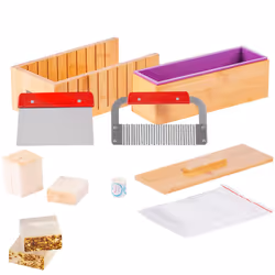 VEVOR Soap Making Kit, Bamboo Cutting Box and Inner Box with Silicone Mold, Stainless Steel Straight Cutter and Wavy Cutter, ...