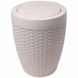 Addis 515799 Faux Rattan Round Bathroom Bin with Swing lid, Calico Linen, L 22.5 cm, W 22.5 cm, H 29 cm