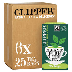 Clipper Organic Pure Green Tea Bags | 150 Individually Wrapped Teabags (6 x Boxes of 25) | Bulk Buy for Home & Catering | Eco-Conscious, Fair Trade