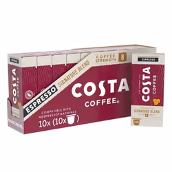 Costa Signature Blend Nespresso Compatible Aluminum Coffee Capsules (Pack of 10, Total 100 Pods)