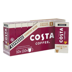 Costa Signature Blend Nespresso Compatible Aluminum Coffee Capsules (Pack of 10, Total 100 Pods)