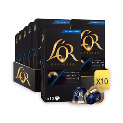 L?OR Espresso Coffee Ristretto Decaffeinato Intensity 9 ? Nespresso?* Compatible Aluminium Coffee Capsules - 10 Packs of 10 C ...