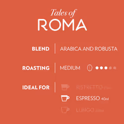 Lavazza, Tales of Roma, 100 Nespresso Original Machine-Compatible Coffee Capsules, with Notes of Hazelnut and Dark Chocolate, Arabica and Robusta,