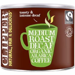 Clipper House Blend Organic Arabica Decaf Coffee | Organic Fairtrade Medium Roast | 500g Arabica Granules | Sustainable Fairt ...