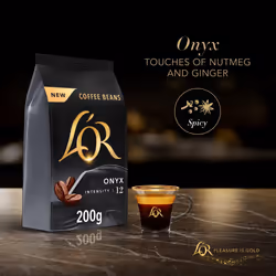 L'OR Onyx Coffee Beans 200g Intensity 12 (4 x 200g, 800g Total)