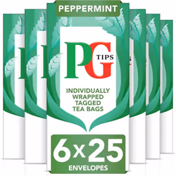 PG Tips | Peppermint Tea Bags Bulk | Individually Wrapped Tea Bags | String & Tagged | Refreshing & Minty Taste | 6 Packs | 1 ...
