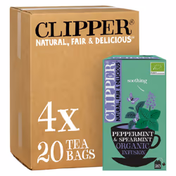Clipper Organic Peppermint & Spearmint Infusions Fruit Teabags / 80 Infusions Tea Bags (4x Boxes of 20) / Caffeine-Free Herba ...